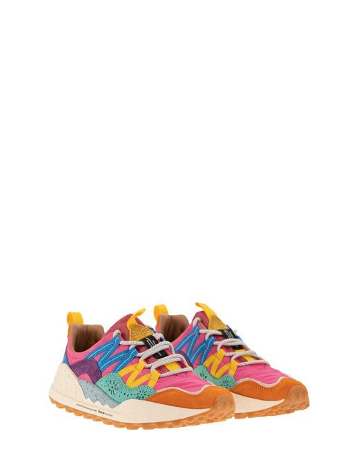 Flower Mountain Orange Washi - Sneakers In Suede And Technical Fabric