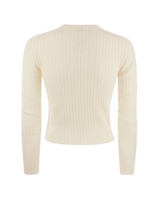 Vanisé White Lulu - Ribbed Cropped Cashmere Knitwear