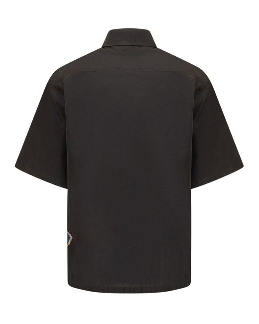 Off-White c/o Virgil Abloh Black Short Sleeved Shirt With Graffiti Embroidery for men