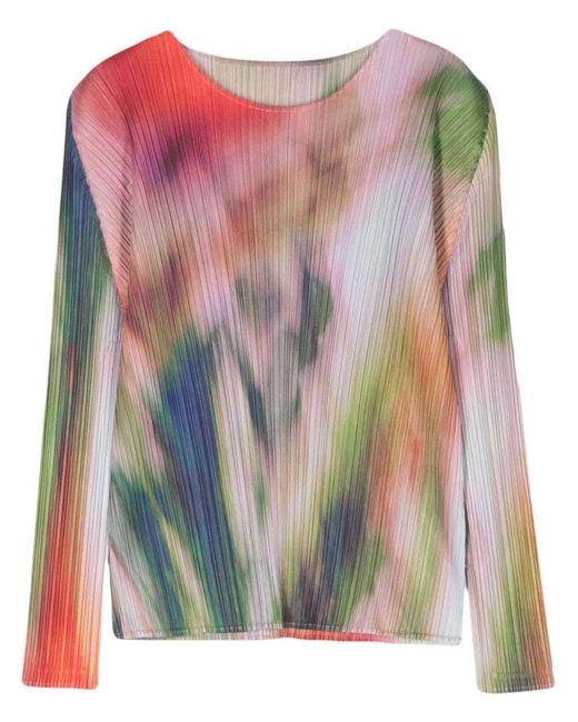 Pleats Please Issey Miyake Pink Printed Pleated Sweater