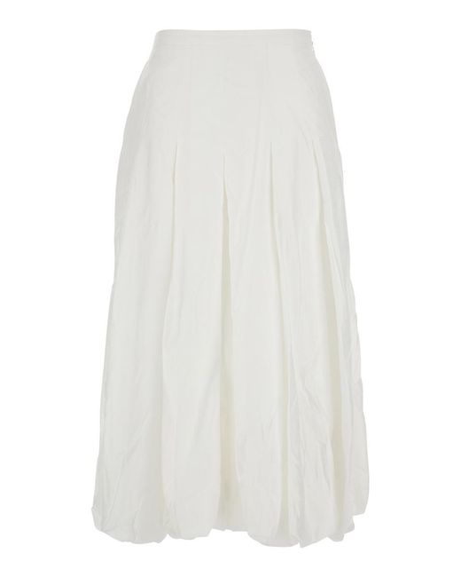 EPINGLER White Skirt With Balloon Design And Pleated Details In Viscose Woman