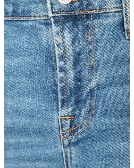 7 For All Mankind Blue Calie Straight Ankle Fancy With Raw Cut