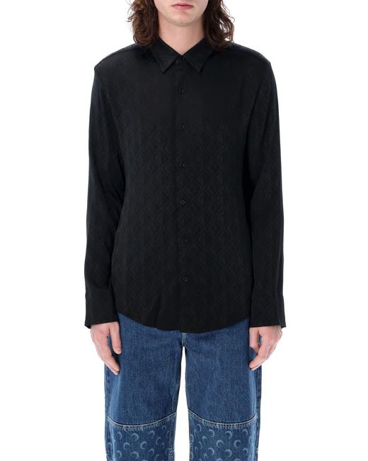 MARINE SERRE Black Jacquard Viscose Shirt for men