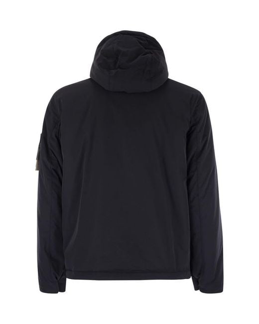 Stone Island Blue Padded Jacket With Hood And Drip-Proof for men