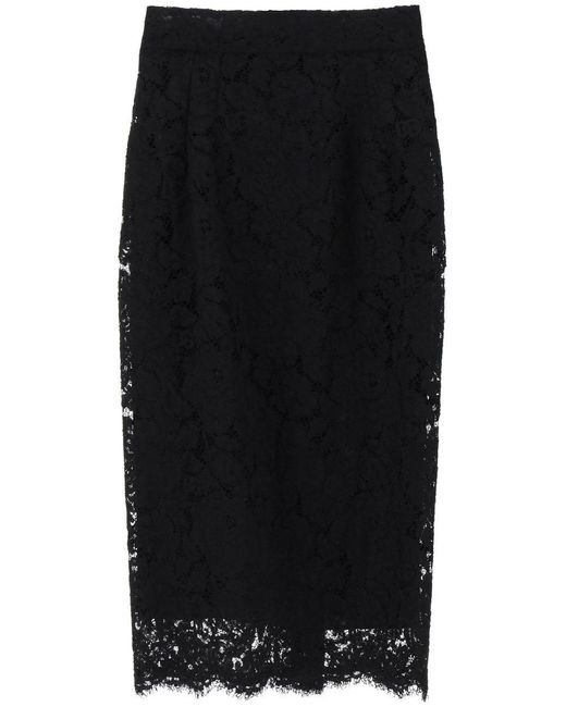 Dolce & Gabbana Black Lace Pencil Skirt With Tube Silhouette