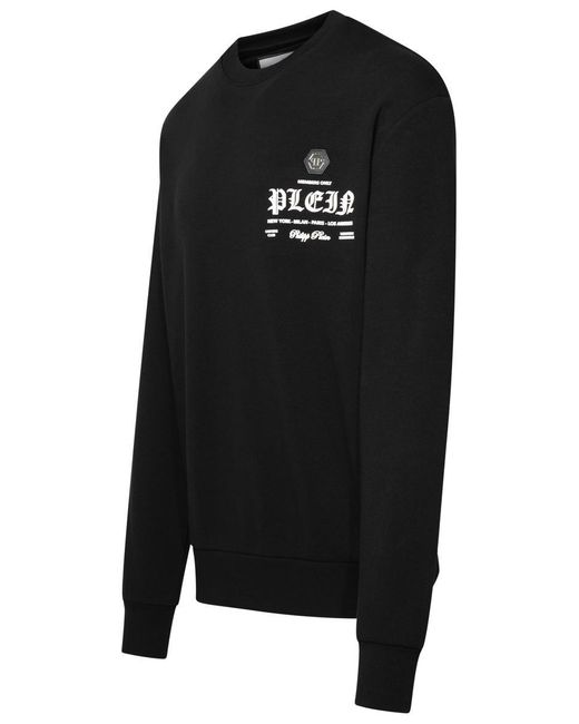 Philipp Plein Black Cotton Blend Sweatshirt for men