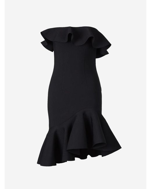 Alexander McQueen Black Ruffle Bustier Dress