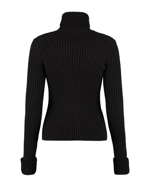 Bottega Veneta Black Ribbed Turtleneck Sweater