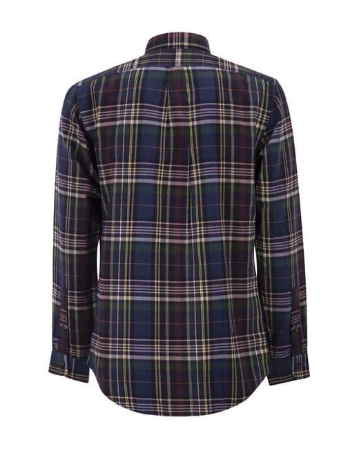 Polo Ralph Lauren Blue Custom-Fit Checked Oxford Shirt for men