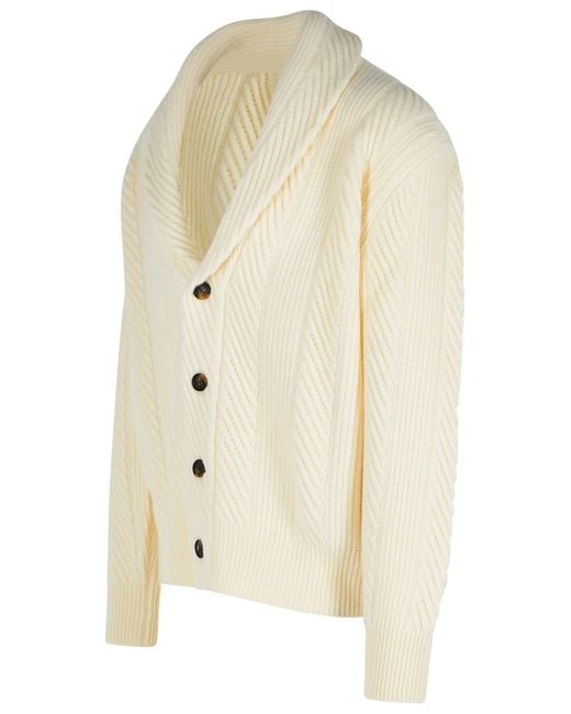 Eleventy Natural Ivory Wool Blend Cardigan for men