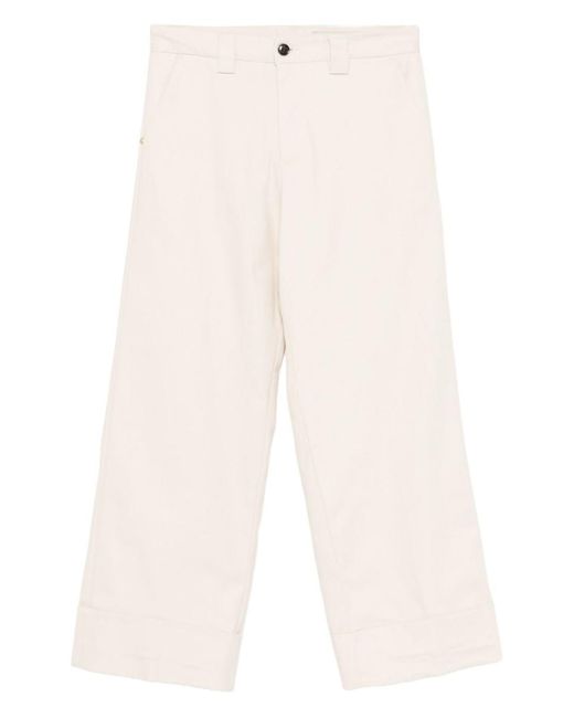 White Sand White Cotton Flared Trousers