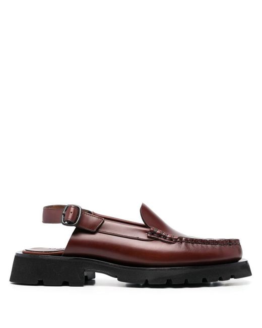 Hereu Brown Cut-out Detail Leather Loafers