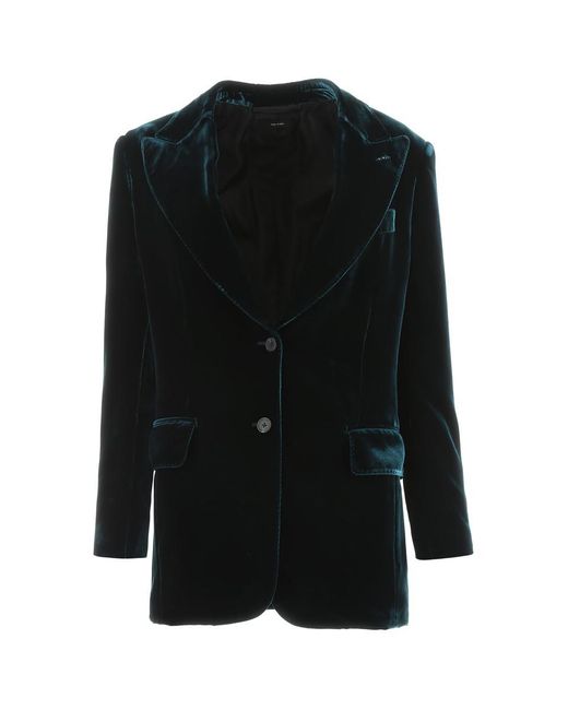 Tom Ford Black Single-breasted Velvet Blazer