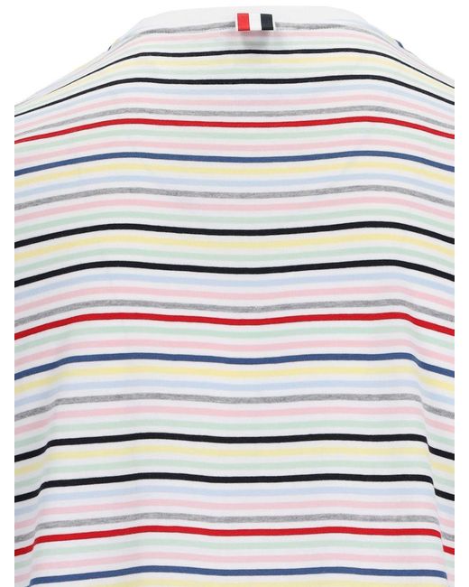 Thom Browne White Polo Striped T-shirt for men