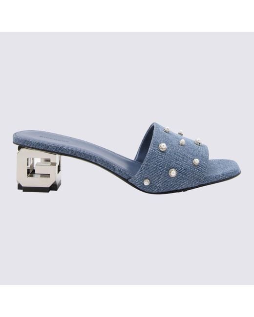 Givenchy Blue Denim G Cube Mules