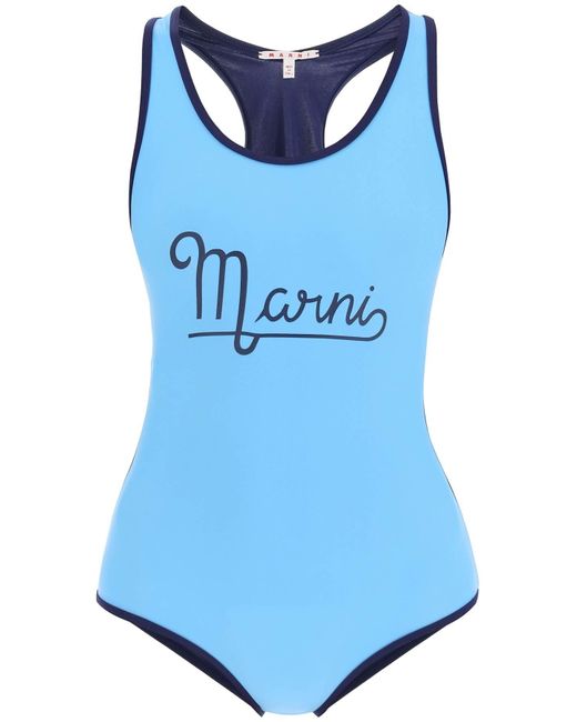 Marni Blue Logo Swimsuit