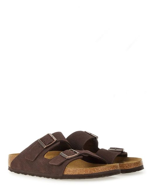 Birkenstock Brown Arizona Bs Leather Slides for men