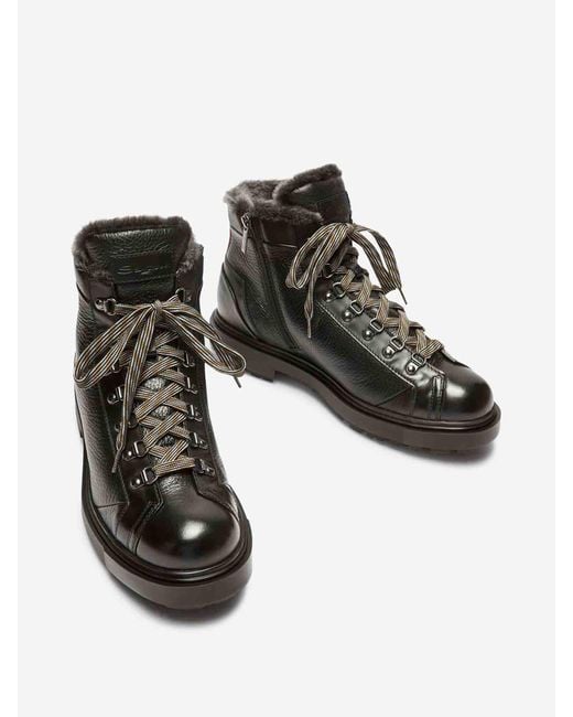 Santoni Black Farah Boot Shoes for men