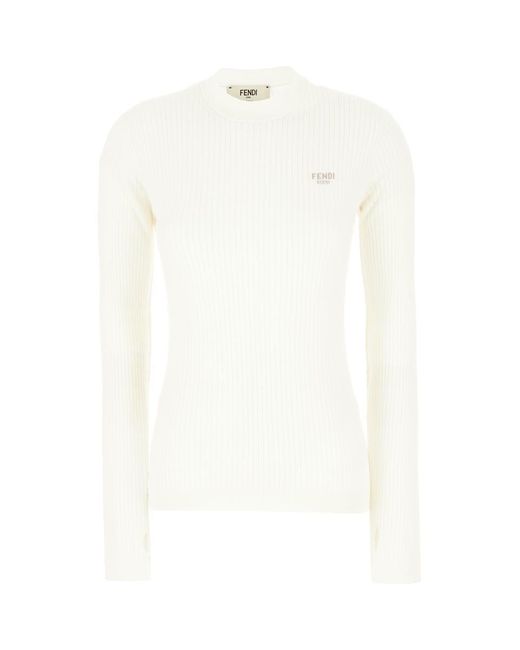 Fendi Women's White Slim Fit Sweater