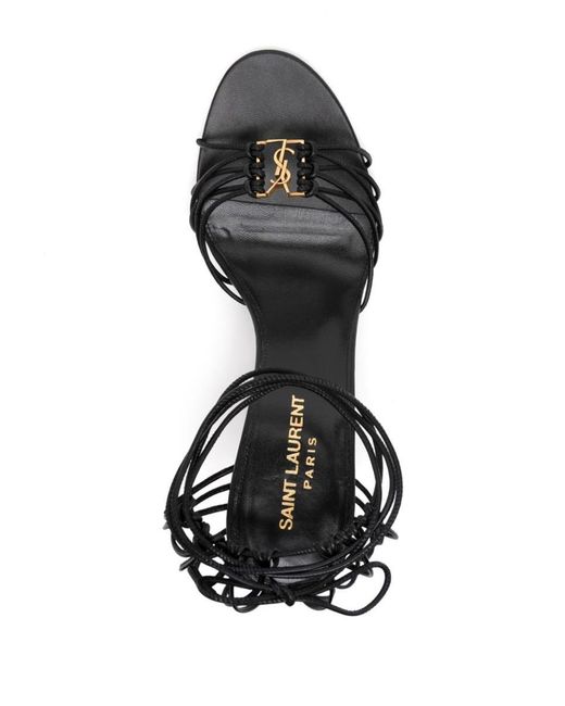 Saint Laurent Black Leather Heel Sandals