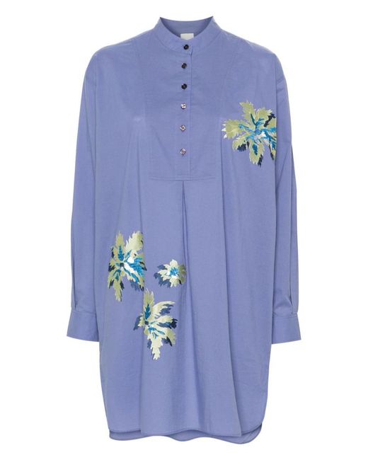 Paul Smith Blue Embroidered Cotton Shirt