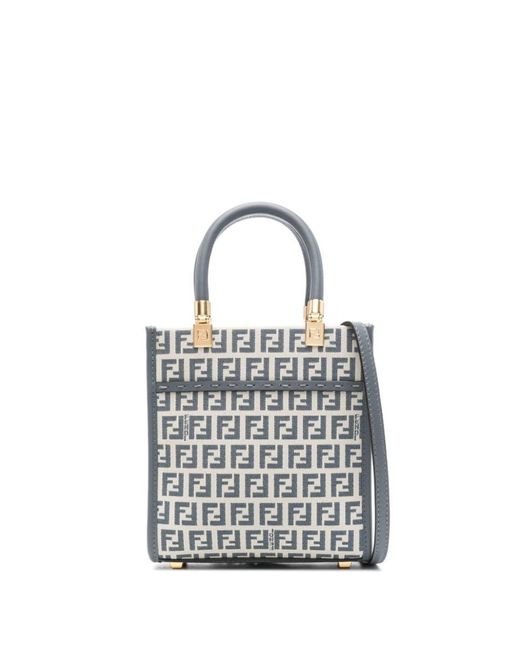 Fendi White Small Hand Bag With Ff Motif