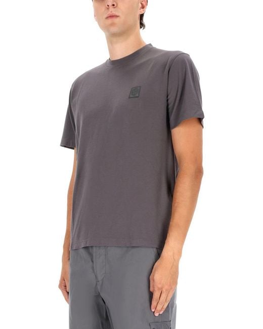 Stone Island Gray T-shirt With Logo for men