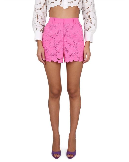 Self-Portrait Pink Elf-portrait Lace Shorts