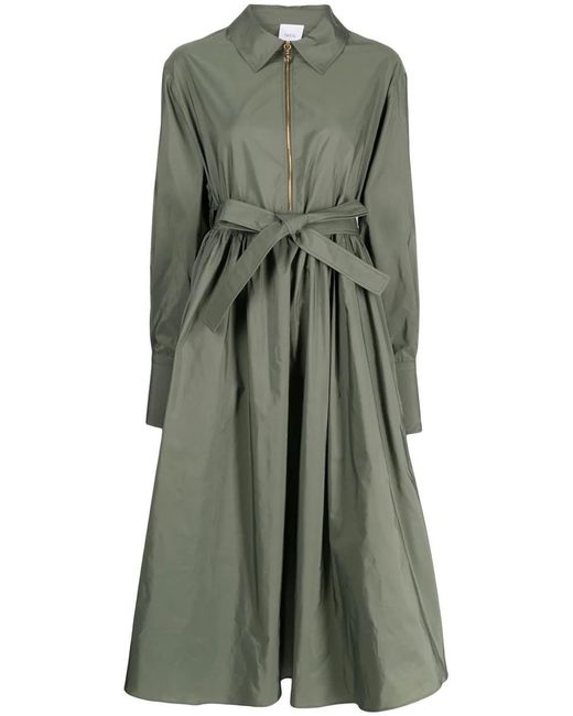Patou Green Tied-waist Zipped Dress