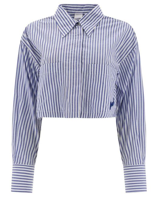 Pinko Blue Striped Cropped Shirt