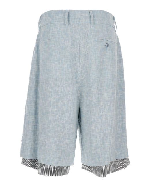 Amiri Blue Light Layered Bermuda Shorts With Logo Patch for men