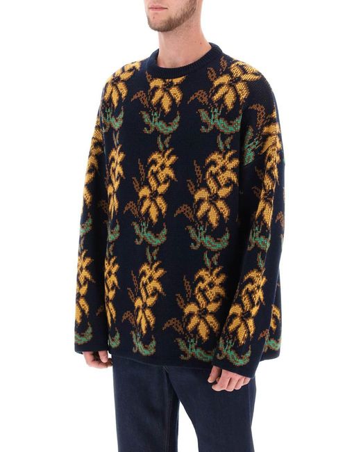 Etro Black Sweater With Floral Pattern for men