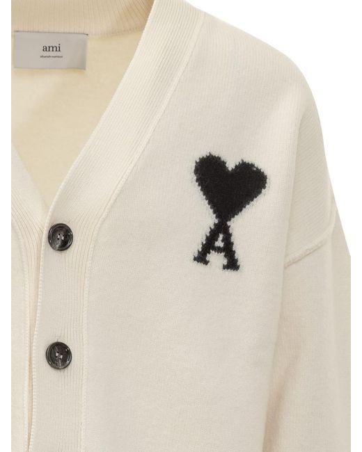 AMI White Ami Alexandre Mattiussi Cardigan With Logo for men