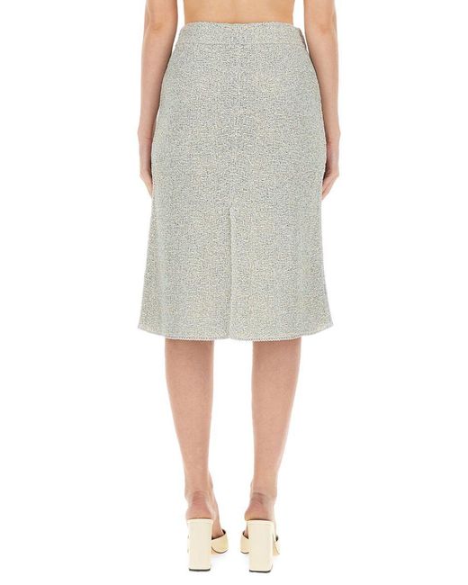 Fabiana Filippi Green Textured Tweed Midi Skirt