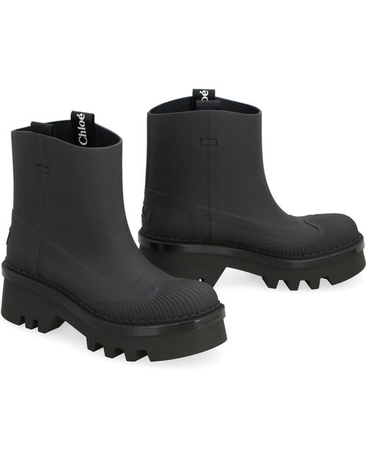Chloé Black Raina Rubber Rain Boots