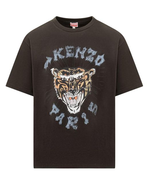 KENZO Black Tiger Varsity T-shirt for men