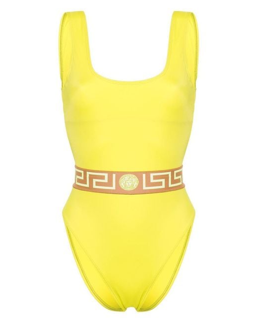 Versace Yellow Medusa One-Piece Swimsuit With Print