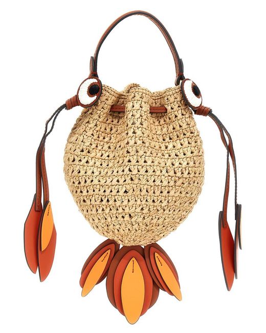 Anya Hindmarch Metallic 'Raffia Goldfish Mini' Crossbody Bag