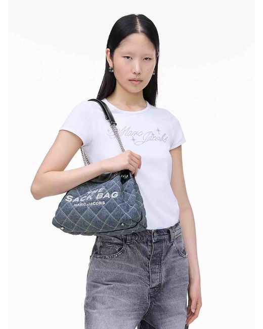Marc Jacobs Blue The Quilted Denim Large Chain Sack Bag Tote