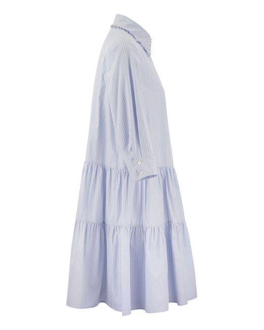 Fabiana Filippi Blue Organic Cotton Chemise Dress