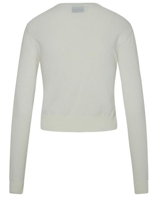 Moschino Jeans Gray Ivory Virgin Wool Blend Sweater