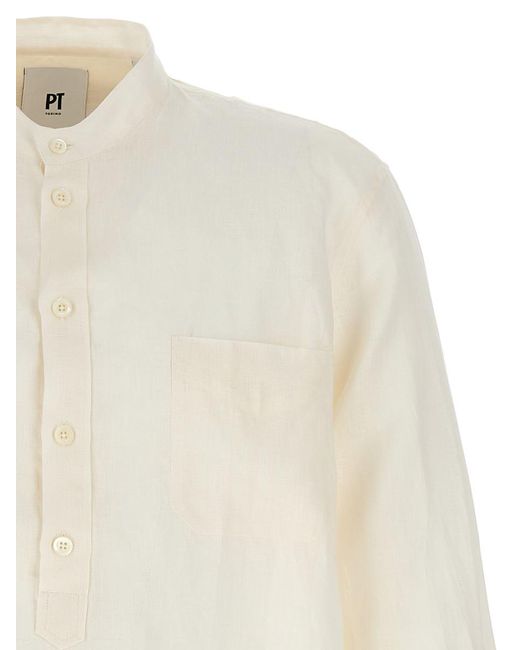 PT Torino White Linen Shirt for men