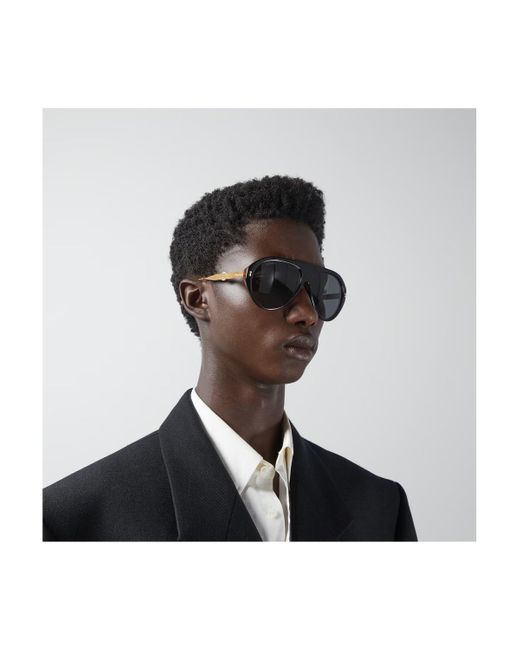 Gucci Black Gg1515S Linea Lettering Sunglasses for men