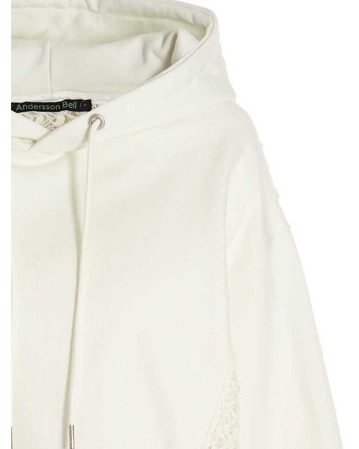 ANDERSSON BELL White 'mesh Panel Contrast' Hoodie for men