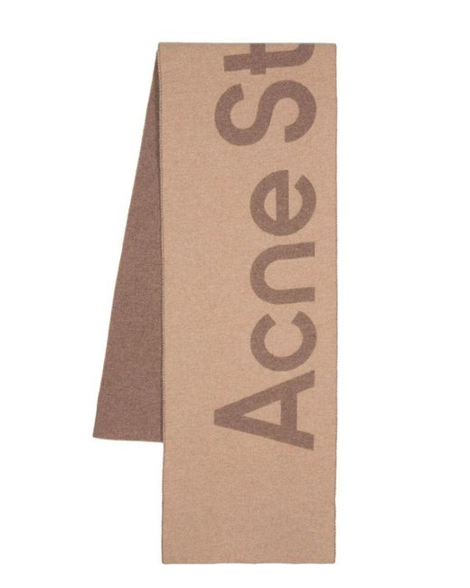 Acne Natural Logo Wool Scarf for men