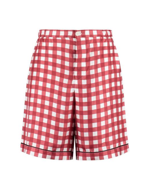 Prada Red Printed Silk Shorts for men