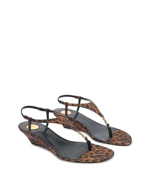 Saint Laurent Multicolor Fabric Shoes Sandles Mid Heel Leather Sole