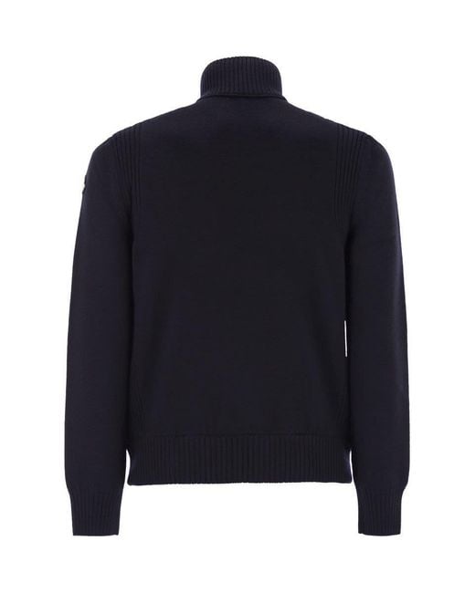 Moncler Black Wool Padded Cardigan With Zip for men