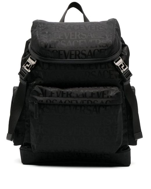 Versace Black Allover Backpack for men