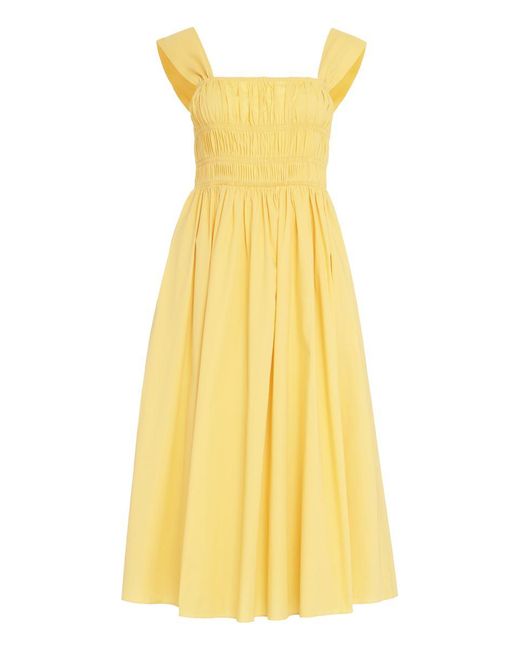 Staud Yellow Ida Poplin Midi Dress